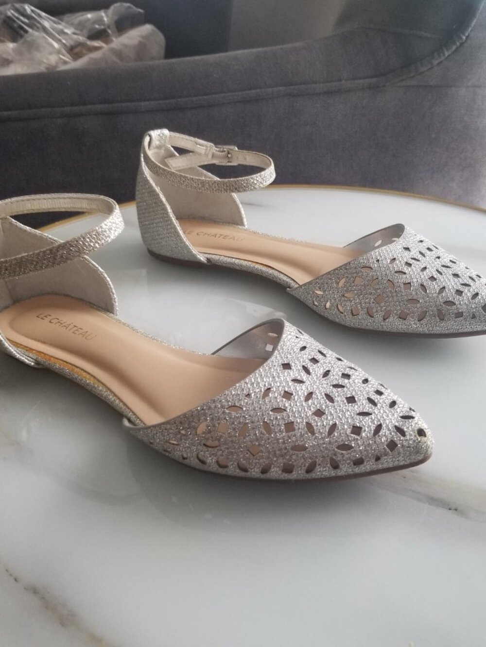Silver Glitter Le Chateau Flats